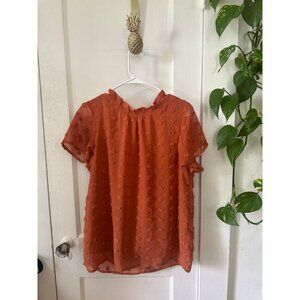 SHEIN women size medium orange polkadot blouse